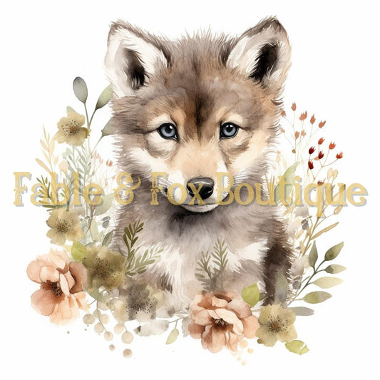 12 x 12" Print - Wolf Cub