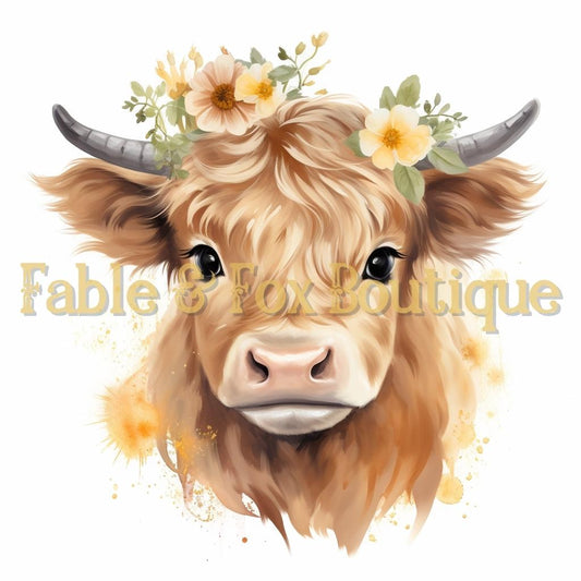 12 x 12" Print - Highland Cow